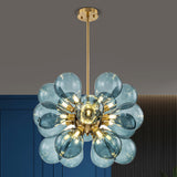 Cluster Blue Glass Bubble Kronleuchter