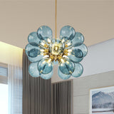 Cluster Blue Glass Bubble Kronleuchter