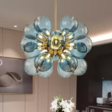 Cluster Blue Glass Bubble Kronleuchter