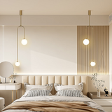 Moderne Pendelleuchte Glaskugel 2-Licht U-förmig in Schwarz für Wohnzimmer und Schlafzimmer