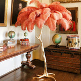 Straußenfeder Stehlampe aus Messing