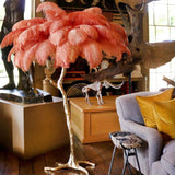 Straußenfeder Stehlampe aus Messing