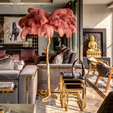 Straußenfeder Stehlampe aus Messing