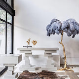 Straußenfeder Stehlampe aus Messing