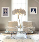 Straußenfeder Stehlampe aus Messing