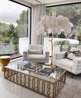 Straußenfeder Stehlampe aus Messing