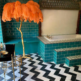 Straußenfeder Stehlampe aus Messing