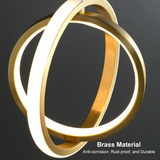 Gold Geometrische Pendelleuchte 2-Ring LED-Hängelampe aus Messing
