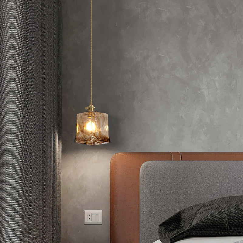 Weinlese Braun Glas Pendelleuchte