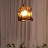 Weinlese Braun Glas Pendelleuchte