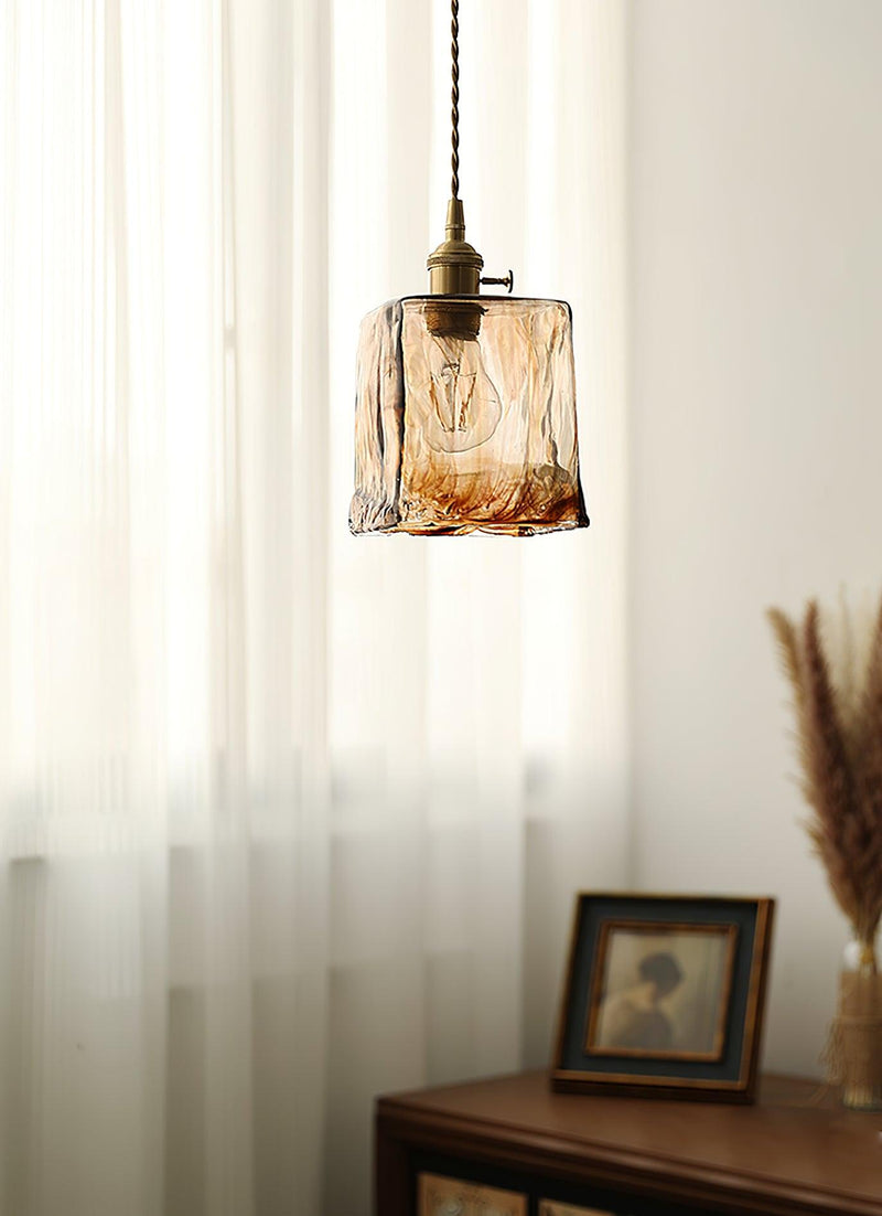 Weinlese Braun Glas Pendelleuchte