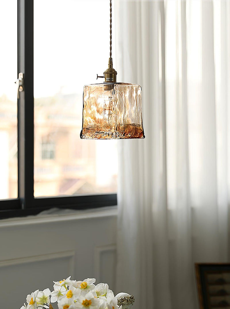 Weinlese Braun Glas Pendelleuchte