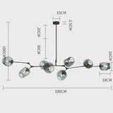 Bifurkation Sputnik-Kronleuchter aus Blasenglas